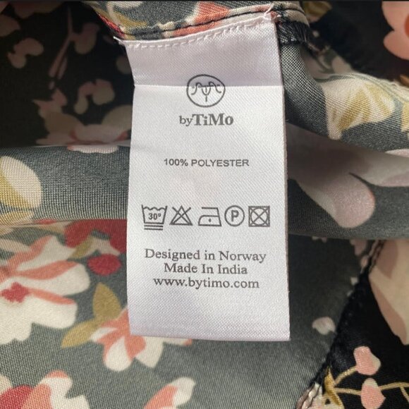 byTiMo Tie Neck Floral Print Satin Blouse Top Pussycat Bow Size M - Picture 8 of 13